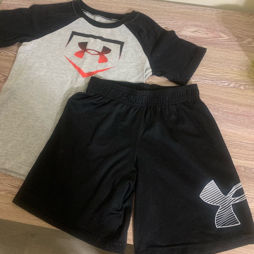 Under Armour boys shirt and shorts set. Size 7